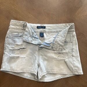 Blue Spice Light Gray Distressed Denim Jean Shorts